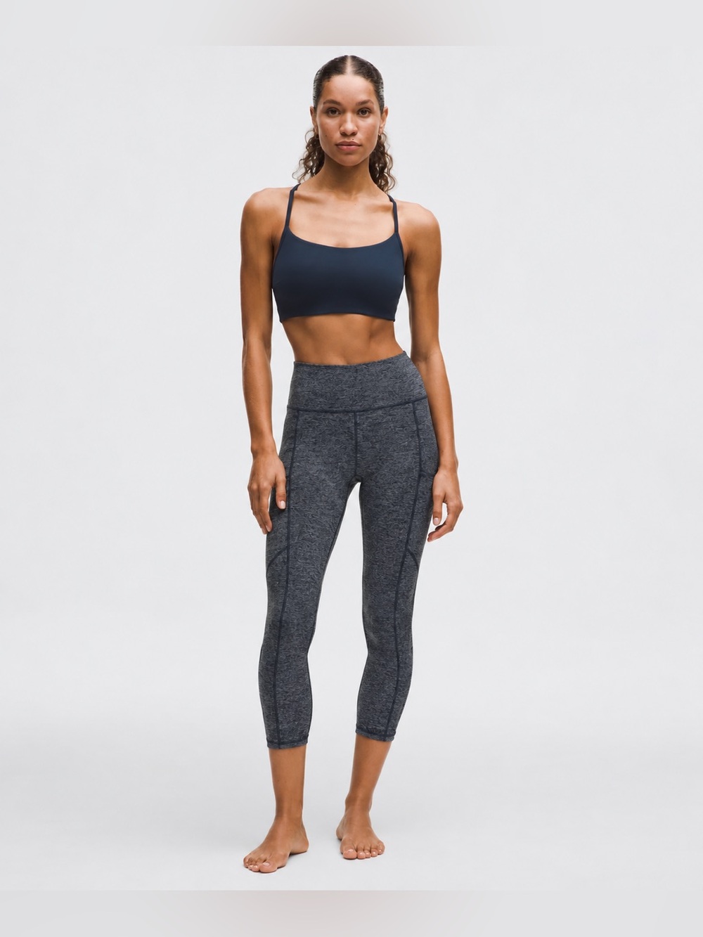 Athleta Crop Space Dye Leggings Yoga Chaturanga Tights Pockets Large 774